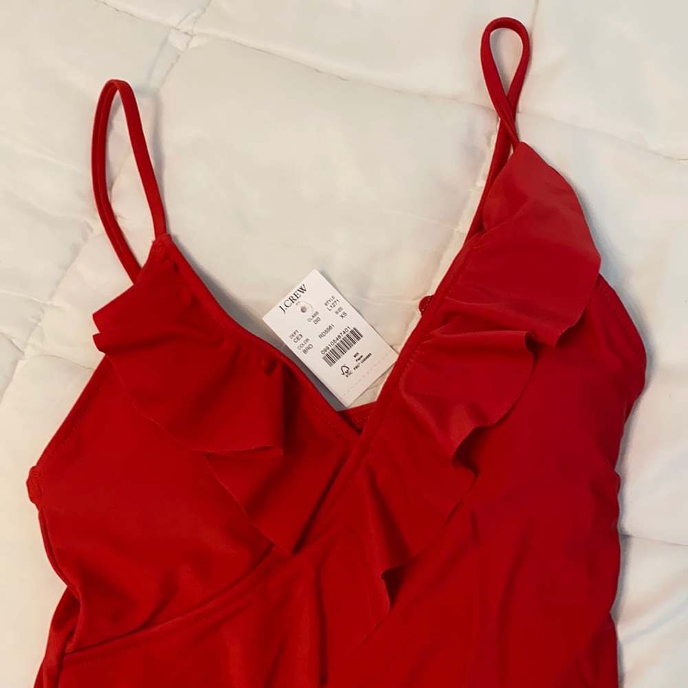 NWT J.Crew factory red swim top size extra small